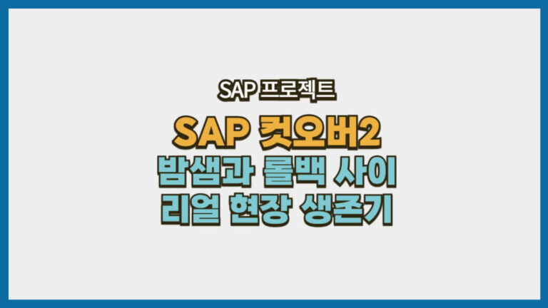 SAP 컷오버 현장의 긴박함과 롤백의 현실을 담은 '밤샘과 롤백 사이 리얼 현장 생존기' 타이포그래피 썸네일